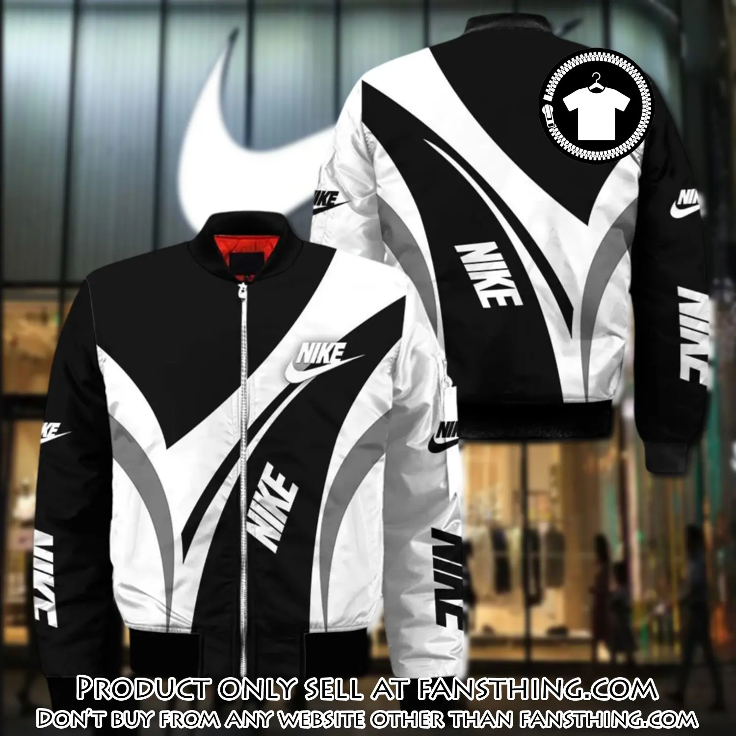 Nike white black luxury brand bomber jacket outfit for men women fst5008303